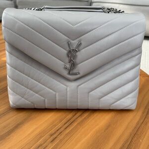 Saint Laurent Medium Loulou Quilted Leather Shoulder Bag with Silver Hardware